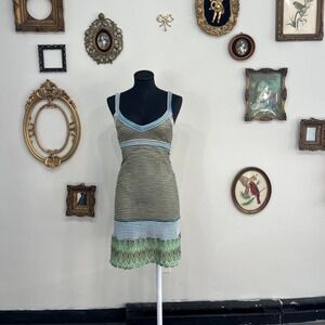 Missoni Sheer Knit Stripe Slip Dress – Boho Y2K Layering Mini flawed